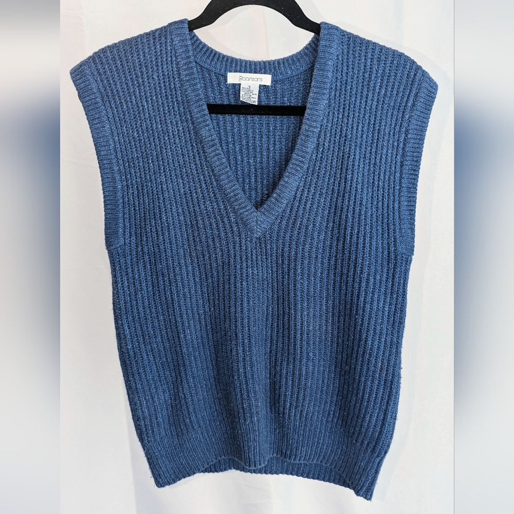 Blue Womens Knit V-Neck Sweater Vest